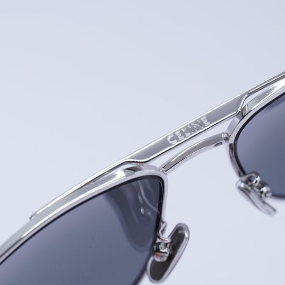 Celine CL40083U 16A Sunglasses Palladium 60mm Aviator Frame, Smoke Lenses - Picture 6 of 11